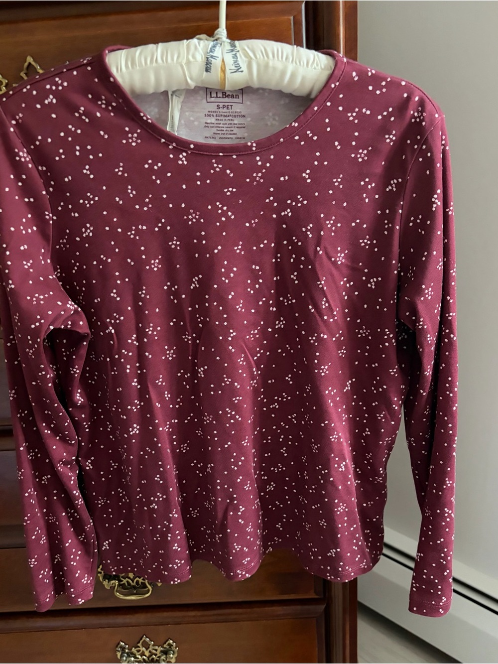 NWOT L.L.Bean Maroon Speckled Long Sleeve Tee